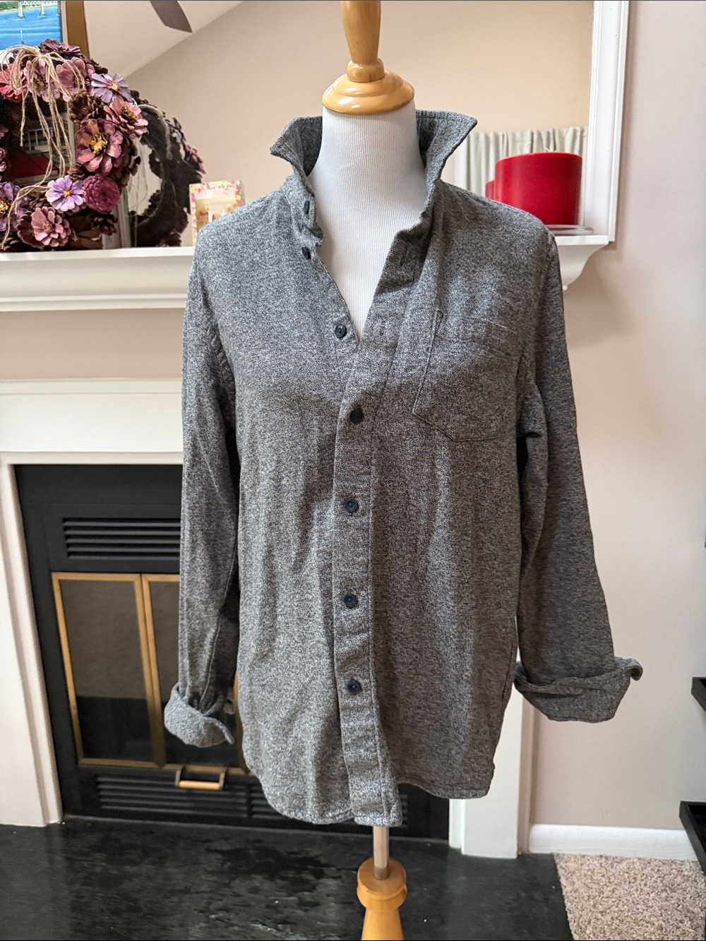 Grayers Men's Heather Gray Button-Front Shirt Jacket